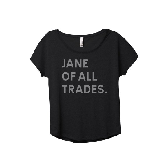 Jane Of All Trades Women's Fashion Slouchy Dolman T-Shirt Tee Heather Black Medium