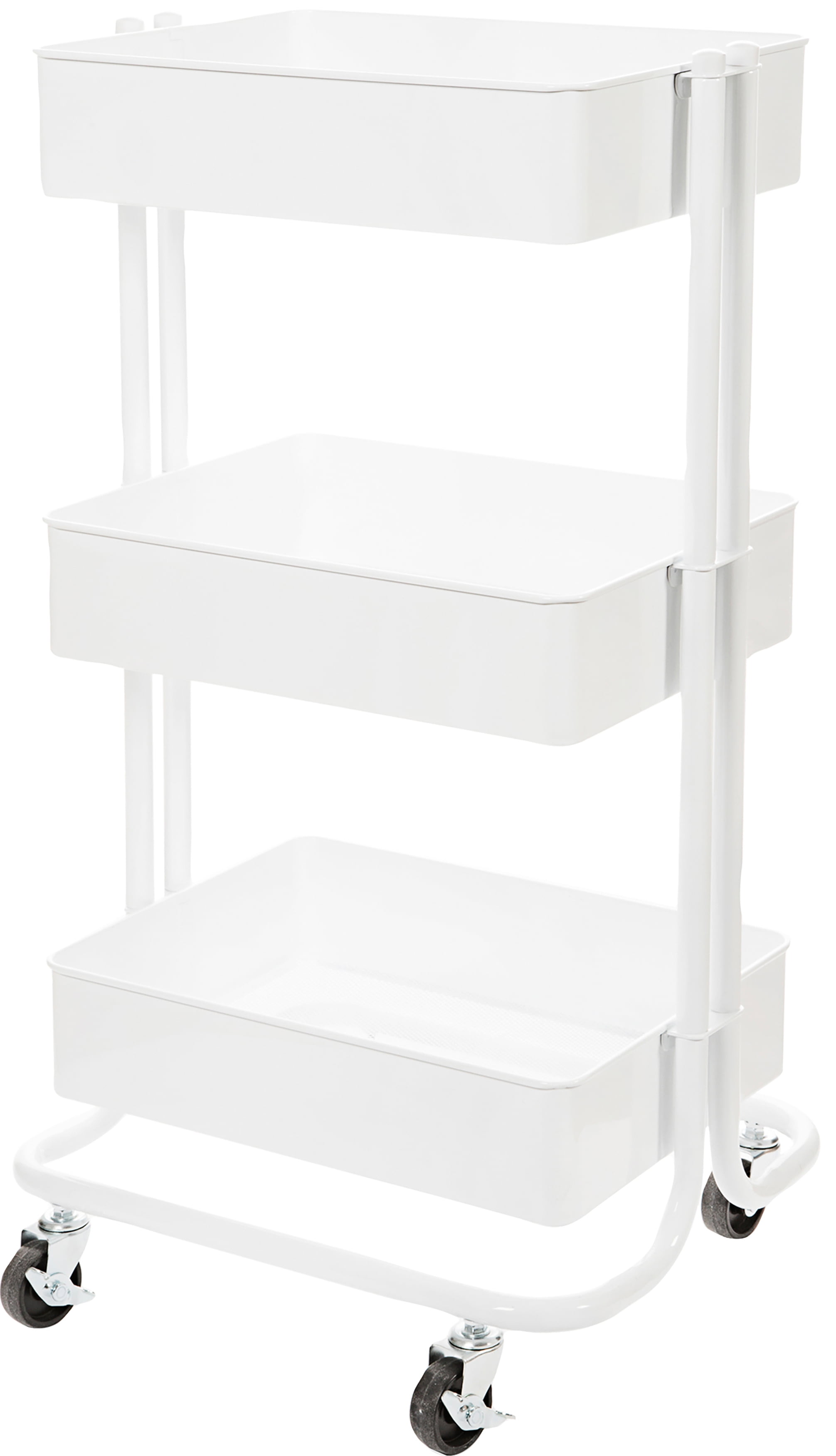 Darice White 3Tier Metal Rolling Cart, 13.9 x 16.8 x 29.9 Inches