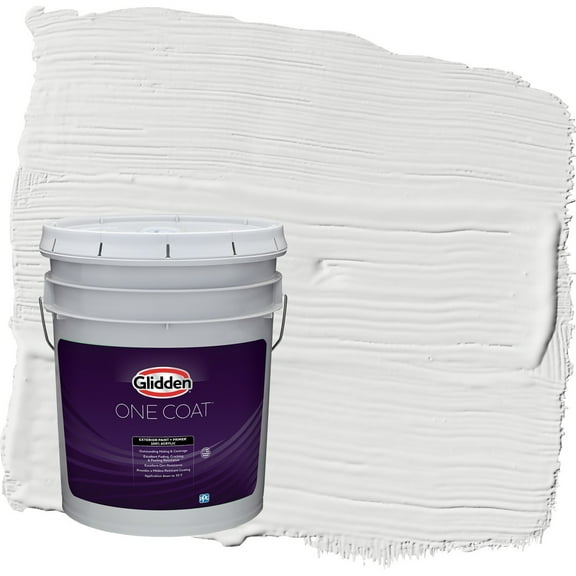 Glidden One Coat Aria / White Semi-Gloss Exterior Paint with Primer, 5 Gallon
