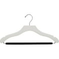 thumbnail image 2 of International Hanger Wooden Wavy Suit Hanger w/Velvet Bar, White Finish with Chrome Hardware, Box of 100, 2 of 2
