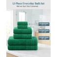 thumbnail image 5 of Casa Platino 12 Piece Cotton Towel Set - Includes 4 Large Bath Towels, 4 Hand Towels & 4 Washcloths - Soft & Quick Dry Towels for Bathroom - Emerald, 5 of 8