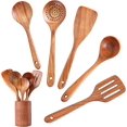 thumbnail image 1 of Wooden Spoons For Cooking 6 Pack Wooden Utensils For Kitchen Natural Teak Wooden Gift, 1 of 5