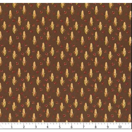 Cotton Fall's in Town by Sandy Gervais Corn on the Cob Seasonal Food Thanksgiving Riley Blake Cotton Fabric Print by the Yard (C13514-BROWN)