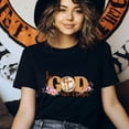 thumbnail image 3 of In God We Trust T-Shirt, Christian Cross and Floral Faith Graphic Tee, Dark Heather, Size 2XL, 3 of 6
