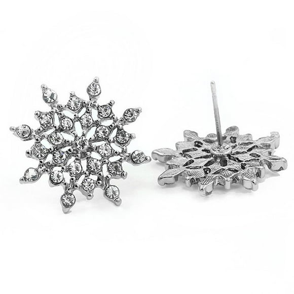 Exquisite Bright CZ Imitation Crystal Snowflake Crystal Ear Ear Stud Earrings For Women