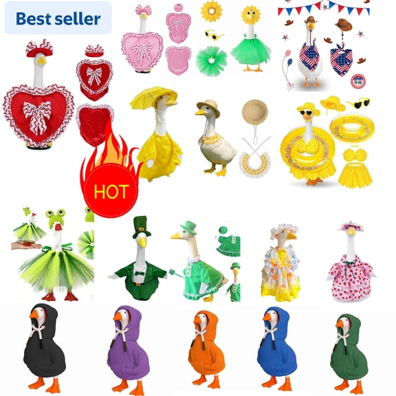 Valentine's Day Porch Goose Clothes for 23" Lawn Geese, Outdoor Garden Decoration, Durable Polyester Outfit for Holiday Decor Gift for Collectors