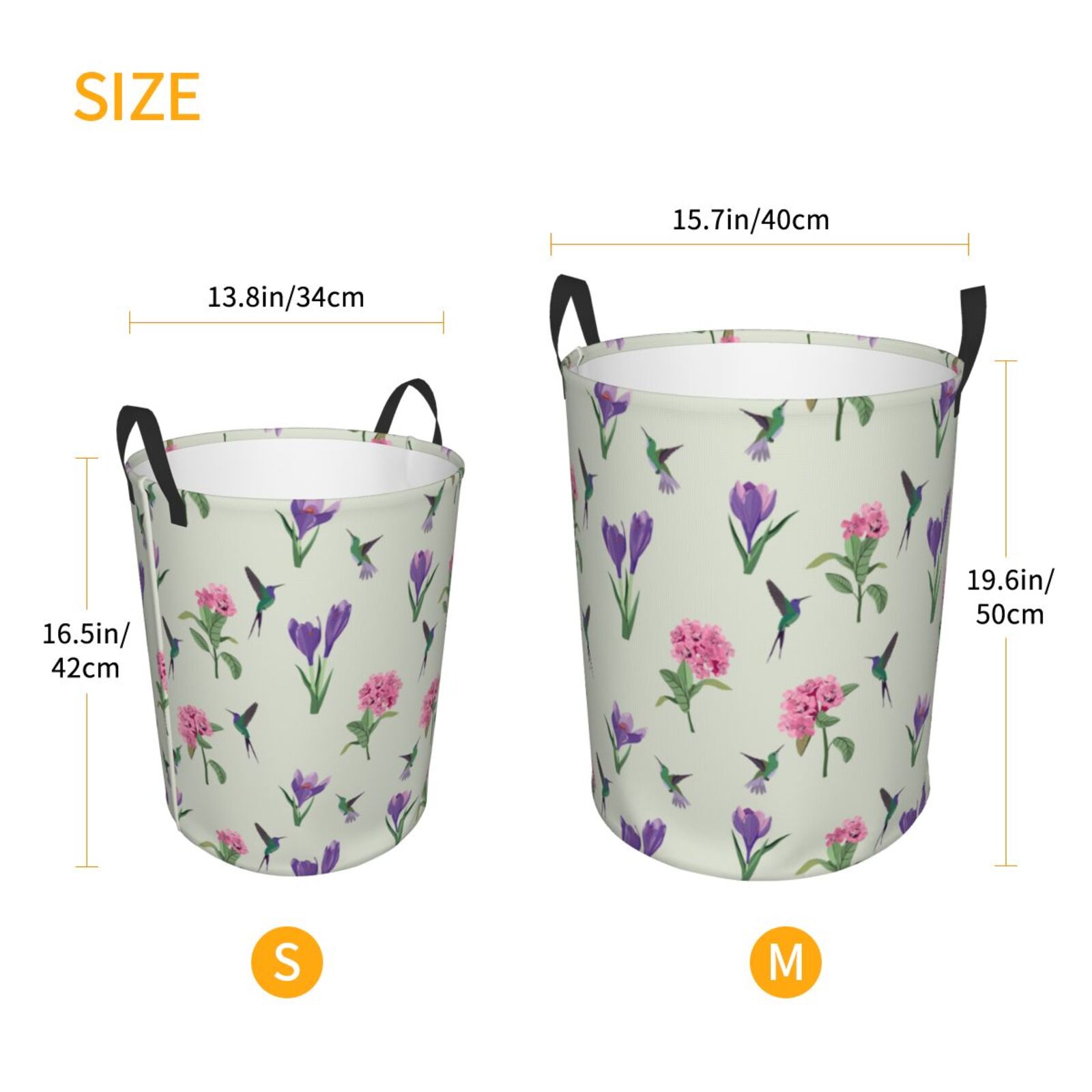 Large Laundry Basket with Handles - Hummingbird No.9090 Kids Baby Dirty Clothes Laundry Hamper for Bedroom Aesthetic