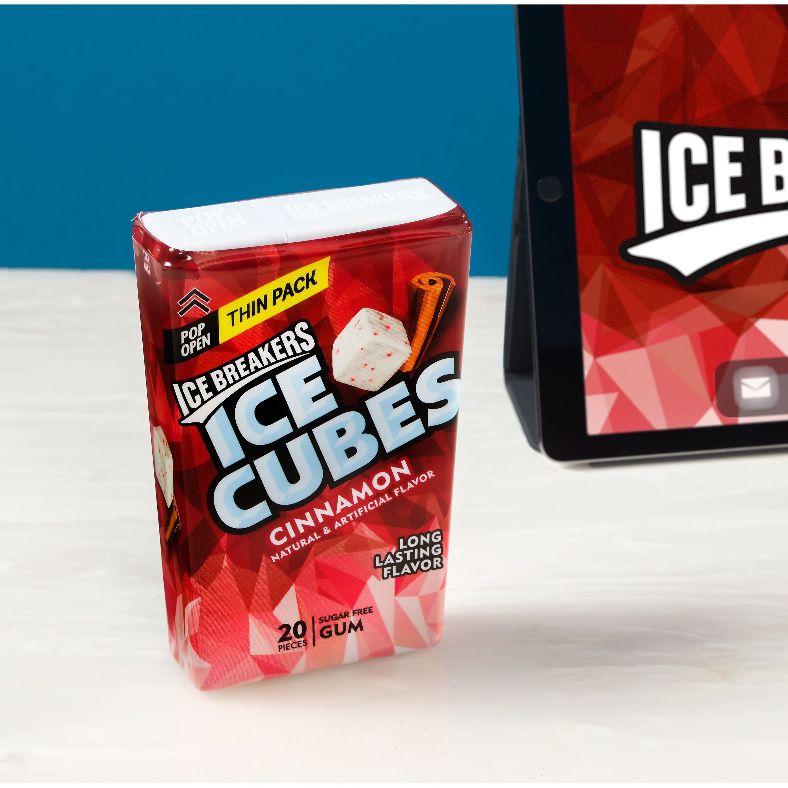 Ice Breakers, Ice Cubes Cinnamon Sugar Free Chewing Gum, Made with Xylitol, 1.62 oz, Thin Pack
