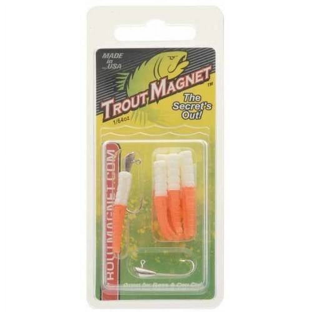 (3 pack) Leland Lures Trout Magnet 1/64 oz Softbait 9 Count White/Orange