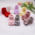 thumbnail image 5 of Esho Baby Girls Soft Lace Cotton Socks + Elastic Bowknot Headband, Infants Headwear Floor Socks Set, 0-6M, 6-12M, 5 of 8