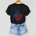 thumbnail image 4 of Uaswgudfs ​Women's Patriotic Heart & Fireworks Graphic T-Shirt - Independence Day US Flag Themed Casual Shirts & Tops Black XL, 4 of 7