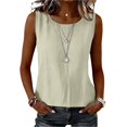 thumbnail image 5 of beishanbush Winter Sales Saving $10 Women's Tanks & Camis Women's Cotton Linen Tank Top,Crewneck Sleeveless Pleats Lightweight Casual Comfy Summer Under $10, 5 of 7