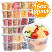 Party Supplies Food Storage Containers Organizer Sets with Airtight Lids 16 oz 48packs - Restaurant Deli / Meal Prep and Portion Control - Leakproof and Microwave/Dishwasher/Freezer Safe