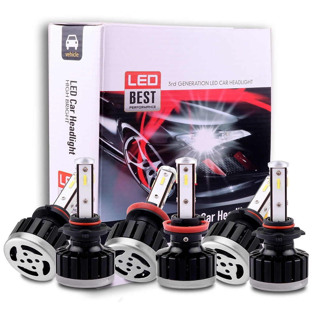 24000Lm 240W 6000K Focus Light 1 Years Warranty ECCPP 9005+9005+9006 LED Headlight Bulb Super Bright Cree White Auto Headlamp Conversion Kit High Low Beam Pack of 6 