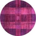 thumbnail image 1 of Ahgly Company Indoor Round Checkered Pink Modern Area Rugs, 3' Round, 1 of 4