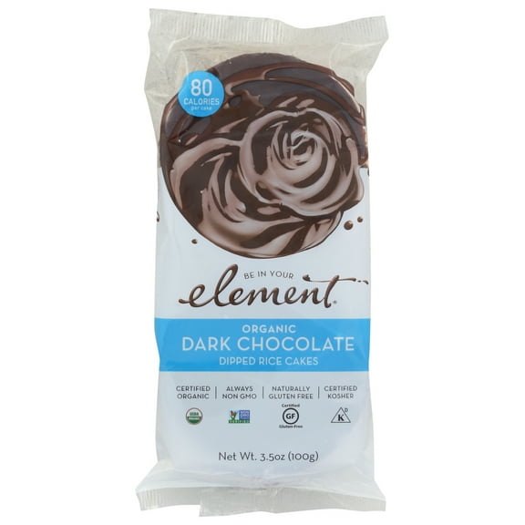 (6 Pack)Element, Rice Cake, Og2, Drk Choclat, (Low Carb Gluten Free Gmo Free Kosher Low Sodium Vegan Wheat Free Yeast Free 95%+ Organic) , 3.5 Oz