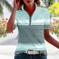 thumbnail image 6 of KIHOUT Women's Striped Color Block Quarter-Zip Polo Shirt, Short Sleeve Stand Collar Casual and Golf Top with Relaxed Fit, 6 of 7