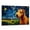Airedale Terrier, variant on Spanish Water Canvas Wall Art with Starry Night Van Gogh Painting Pictures Modern Abstract Landscape Artwork for Living Room Bedroom Dinning decor