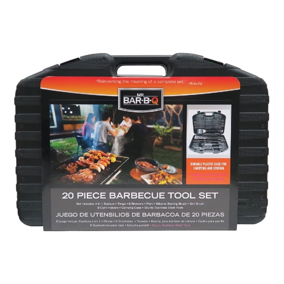 Set de parrilla BBQ Mr. Bar-B-Q de 20 piezas de acero inoxidable
