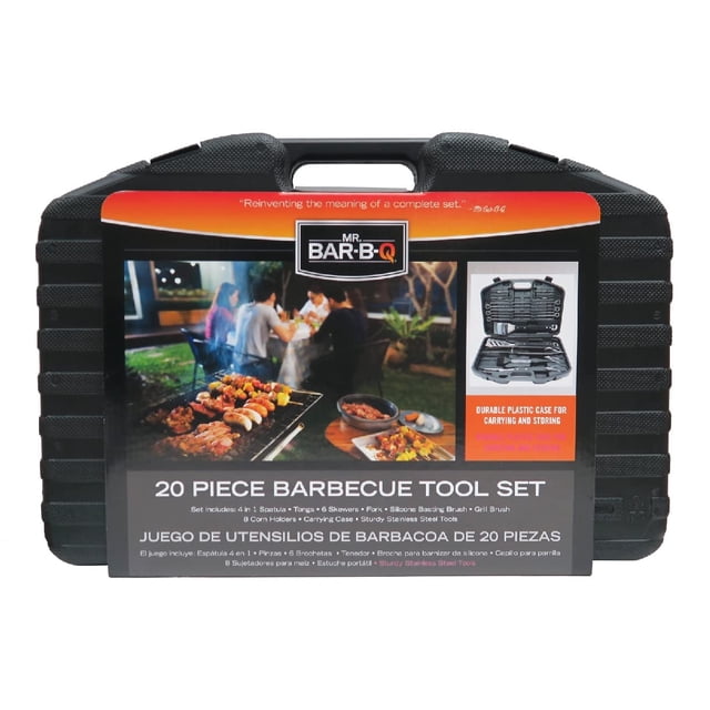 Set de parrilla BBQ Mr. Bar-B-Q de 20 piezas de acero inoxidable