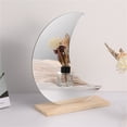 thumbnail image 3 of witspace Irregular Aesthetic Vanity Mirror Frameless, Table Frameless Mirror, Decorative Desk Tabletop Acrylic Mirrors with Wooden Stand for Bedroom,Living Room and Minimal Spaces Room Decor, 3 of 9