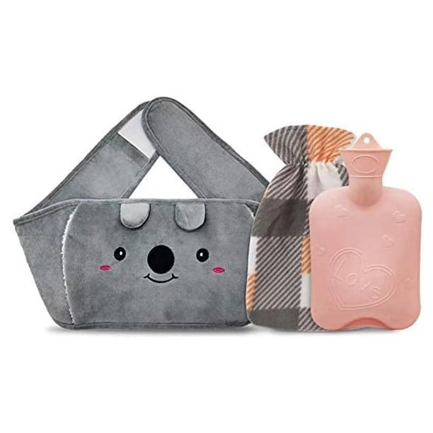 Bolsa de agua caliente, botella de agua caliente, bolsa de agua caliente de goma con cubierta de cintura suave para cuello y hombros, espalda, manos, piernas, cintura caliente