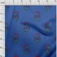 thumbnail image 2 of oneOone Cotton Jersey Medium Blue Fabric Floral Block Craft Projects Decor Fabric Printed By The Yard 58 Inch Wide, 2 of 4