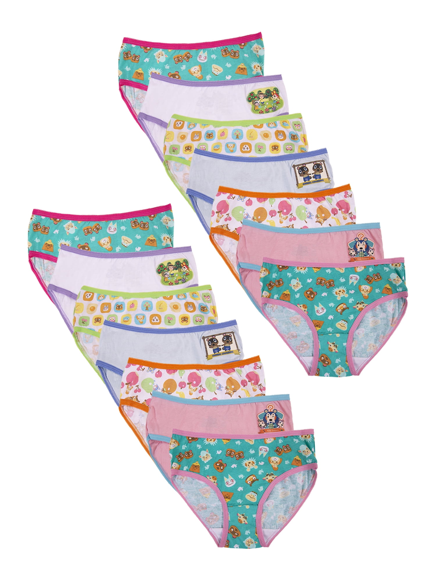 Animal Crossing Girls Underwear, 14 Pack Brief Panties, Sizes 48