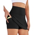 thumbnail image 2 of Falda de tenis para mujer Skort DLOODA con pantalones cortos de bolsillo, color negro, 2 of 6