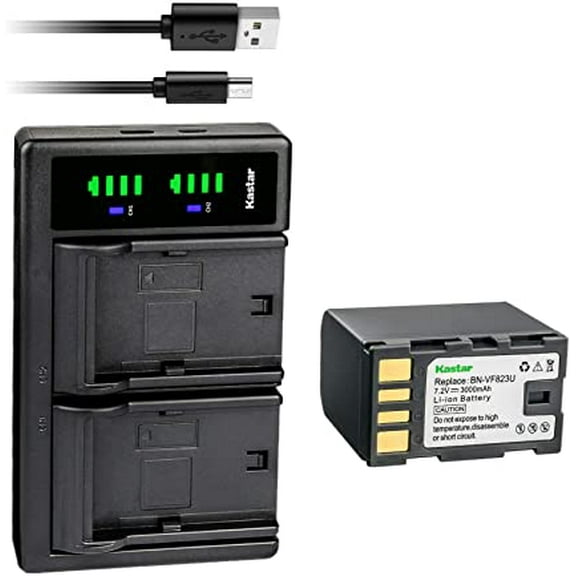 Kastar 1-Pack BN-VF823 Battery and LTD2 USB Charger Replacement for JVC GZ-HM400 GZ-HM400AC GZ-HM400-B GZ-HM400EU GZ-HM400-S GZ-HM400U GZ-HM400US GZ-HM80 GZ-HM90 GZ-MG530 GZ-MG530AC GZ-MG555