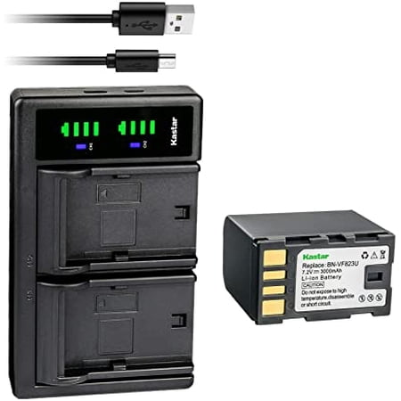 Kastar 1-Pack BN-VF823 Battery and LTD2 USB Charger Replacement for JVC GZ-HM400 GZ-HM400AC GZ-HM400-B GZ-HM400EU GZ-HM400-S GZ-HM400U GZ-HM400US GZ-HM80 GZ-HM90 GZ-MG530 GZ-MG530AC GZ-MG555