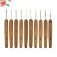 thumbnail image 3 of 2 Sets  of Bamboo Handle Crochet Hook Set Stainless Steel Bearded Needle Weaving Supplies, 3 of 8