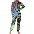 thumbnail image 2 of Looney Tunes Marvin The Martian Men's Hooded Jumpsuit - Zip Up One Piece Pajamas Soft Cozy Winter Warm Plush Loungewear, 2 of 8