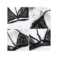 thumbnail image 5 of Women Adjusted-Straps Sexy Floral Lace Bra Lingerie Bustier Sheer Bralette Unpadded Crossback Brassiere Sleepwear Crop Top, 5 of 8