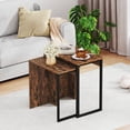 thumbnail image 2 of Costway Set of 2,Nesting Coffee Table 2-in-1 Faux Wood Top Sofa Side Table Rustic Brown, 2 of 10