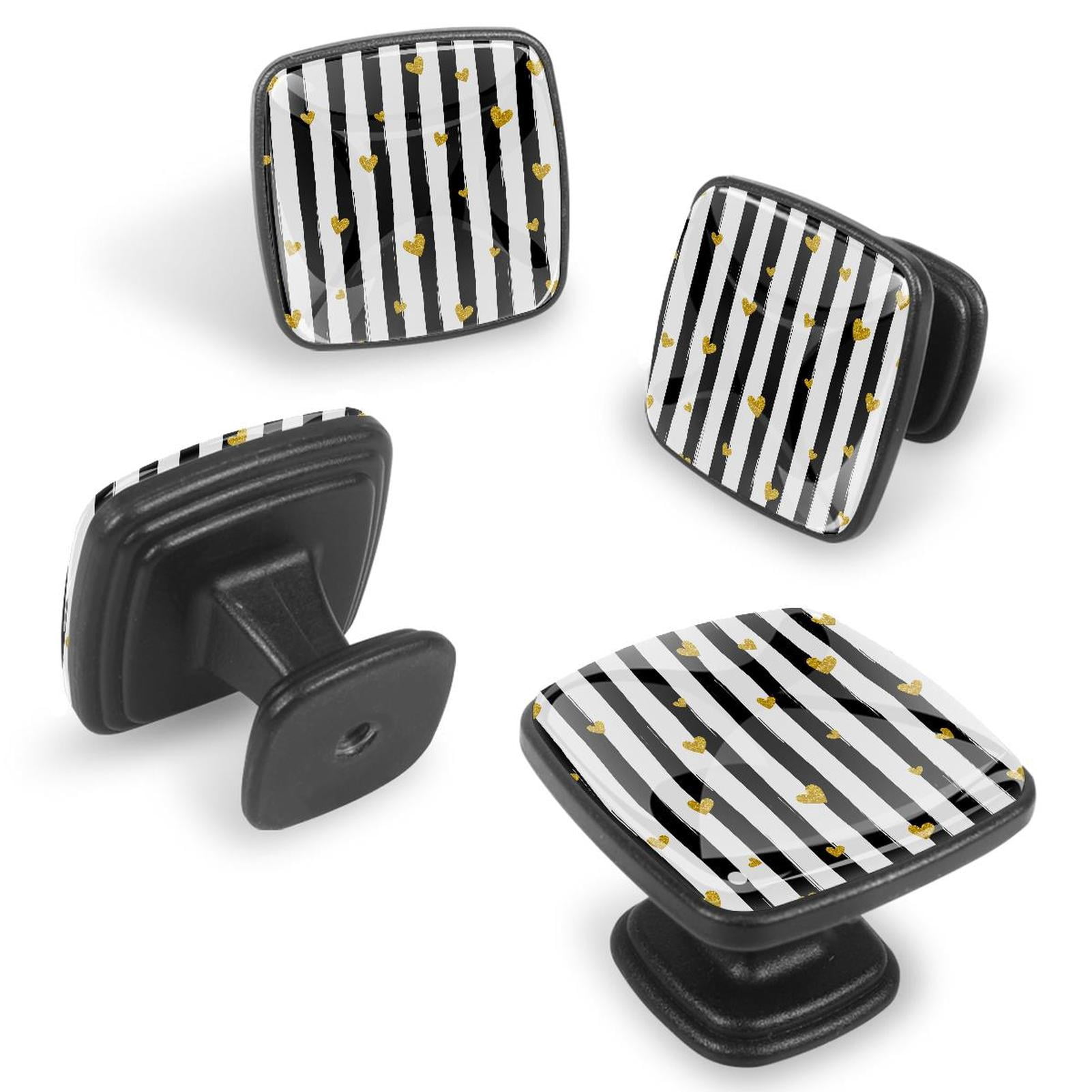 4 Pcs Cabinet Handle Drawer Pulls Gold Hearts Knobs with Screws Square Furniture Office Cabinet Knob Decoration
