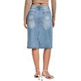 thumbnail image 3 of INSPIRE CHIC Women's Denim Skirts High Waist Back Slit Knee Length Jean Skirts Sky Blue XL, 3 of 6