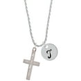 thumbnail image 1 of Delight Jewelry Stainless Steel Jeremiah 29:11 - I Have Plans for You Engraved Cross - Silvertone Script Initial Disc - T - Charm Necklace, 20"+3", 1 of 4