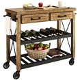 thumbnail image 4 of Crosley Furniture Roots Wood 2 Drawer Kitchen Cart in Natural and Black, 4 of 7