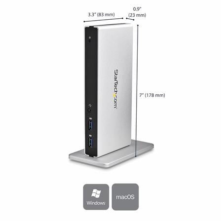 StarTech.com - DVI Dual-Monitor USB 3.0 Docking Station - Black / Silver