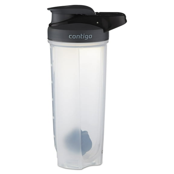 Contigo Shake & Go Fit 28 oz Black and Clear Shaker Bottle with Flip-Top and Wide Mouth Lid