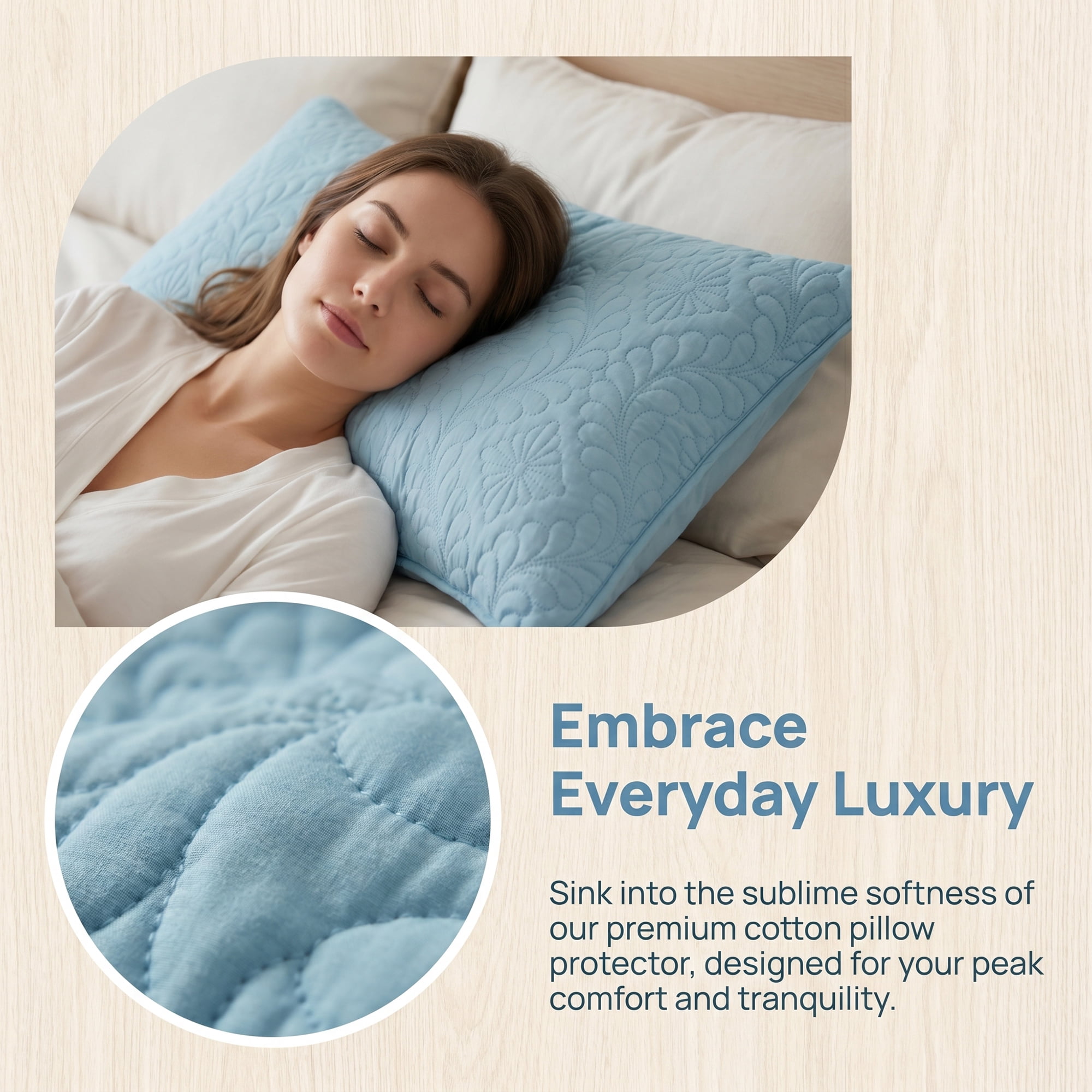 Unique Bargains Pillow Protectors with Envelope Standard Breathable Cotton Covers Blue A