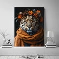 thumbnail image 5 of Mudket Leopard with Orange Flower Crown & Scarf Canvas Wall Art, Warm Autumn Boho Wall Prints Waterproof Canvas for Living Room Bedroom Home Decor , Framed Ready to Hang - 30"L x 20"W, 5 of 9