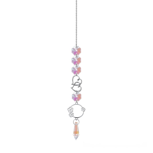 Colgante de Cristal Atrapasol Xiying - Juego de 5 Piezas con Diseño de Estrella y Corazón Doble, Cuentas Puntiagudas Plateadas para Jardinería, Manualidades y Decoración de Ventanas de Dormitorios