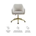 thumbnail image 3 of Scranton & Co Chaise de Bureau Rembourrée avec Base Dorée et Roues, Blanc Cassé, 3 of 13
