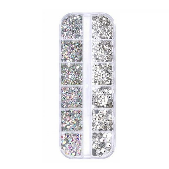 12 Cells Nail Art Rhinestones Glitter Glass Diamond Decorative for Nails Makeup DIY Crafts