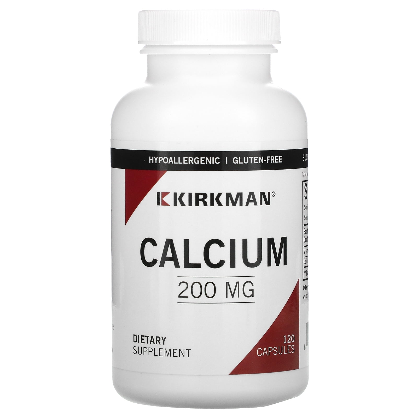 Calcium, 200 mg, 120 Capsules, Kirkman Labs