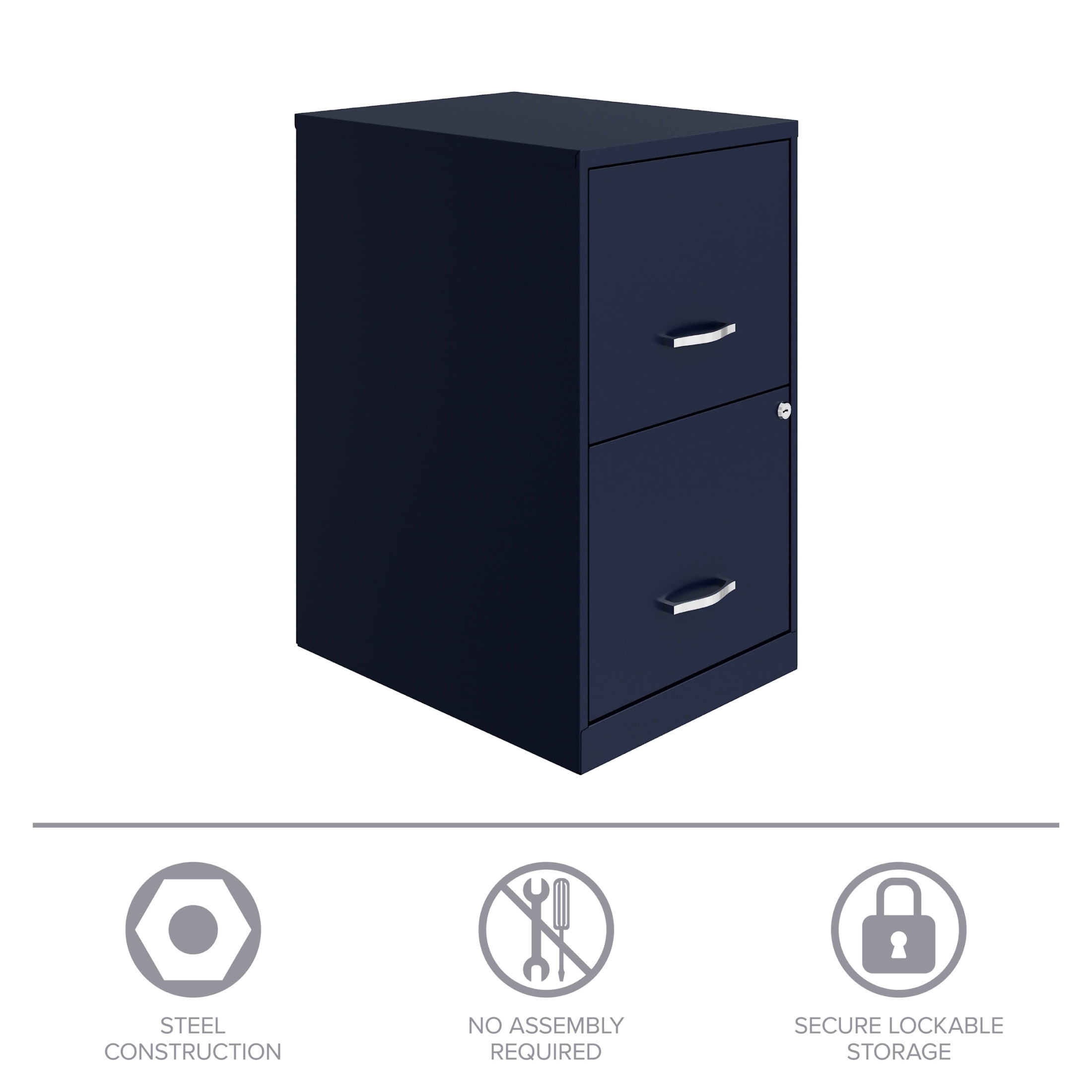 Space Solutions 18" Deep 2 Drawer Letter Width Vertical File Cabinet, Navy
