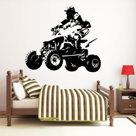 ATV Rider Wall Decal Quad Bike Wall Sticker Motorcyclist Vinyl Art Wall Decor for Home Bedroom Decoration Wallpaper Mural 42x37cm