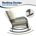 thumbnail image 4 of MRUAKA Outdoor Rocking Chairs Set of 3, Wicker Patio Furniture with Thickened Cushions and Table for Porch，350lbs Weight Capacity(Gray & Off-white), 4 of 7